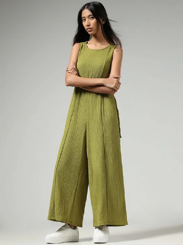 Price Fest Nuon Lime Green Crepe Jumpsuit