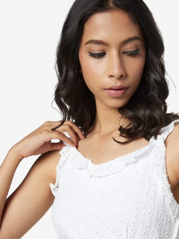 Early Access Nuon White Pence Cropped Jumpsuit With Belt