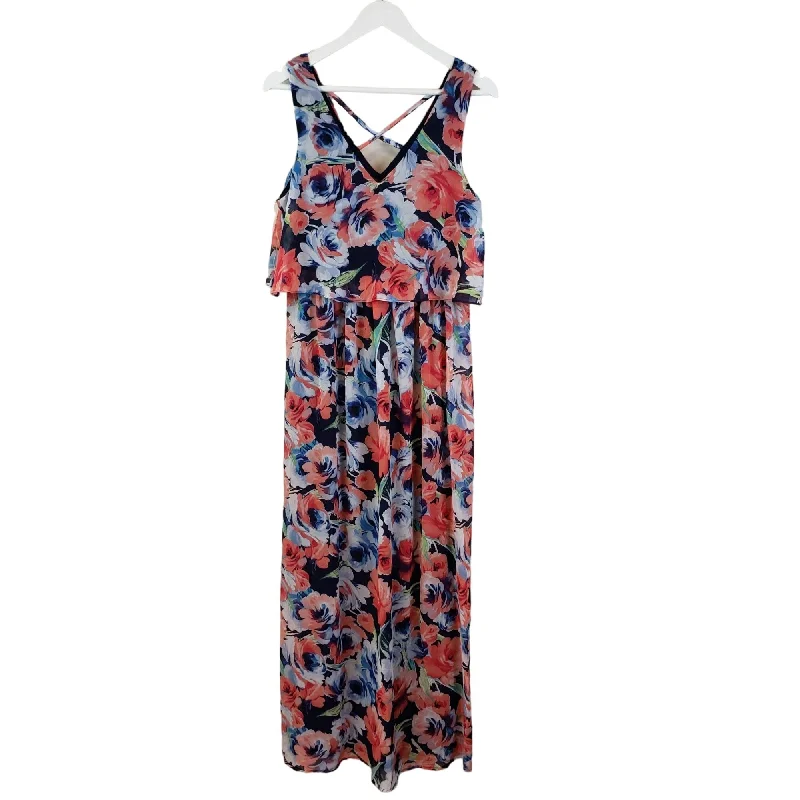 Bargain Blast NWT Lily Rose Floral Ruffle Bodice Maxi Dress Size Medium