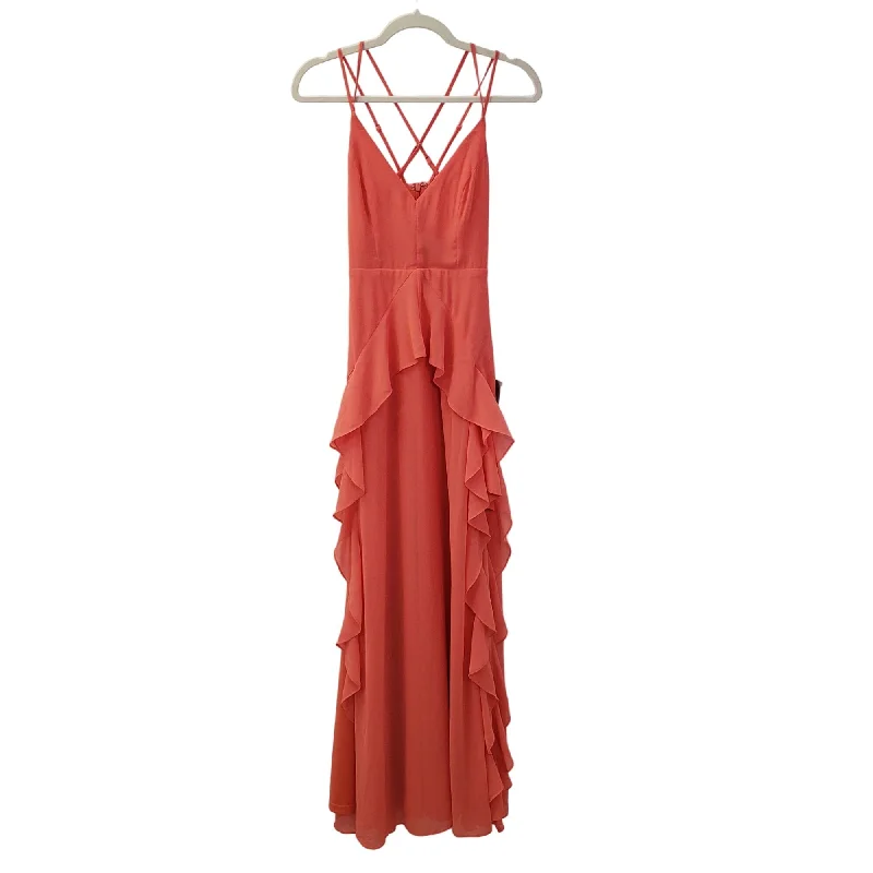Today’s Deal NWT Lulu's Vibrant Love Sleeveless Ruffled Maxi Dress in Coral Size XS