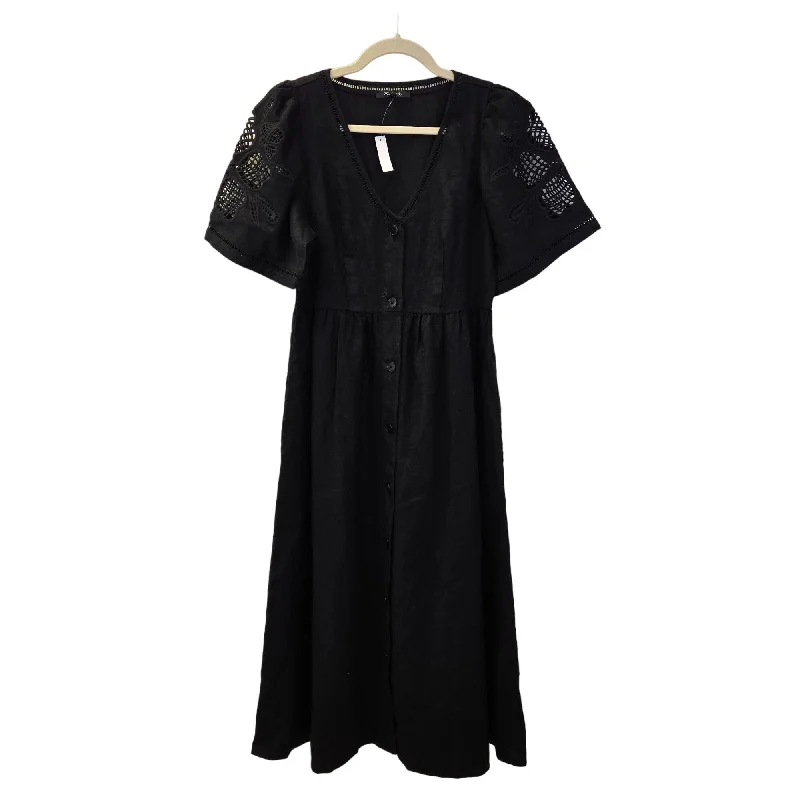 Discount Mania NWT Madewell Cassie Button Front 100% Linen Midi Dress Size Small
