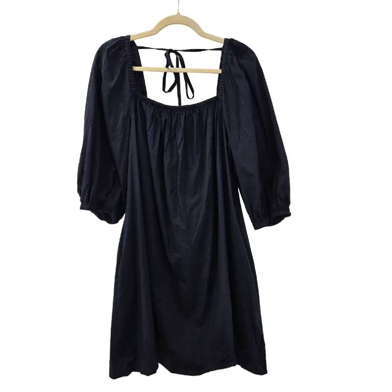 Mega Sale NWT Madewell Depeche Navy Puff Sleeve Babydoll Mini Dress Size 12