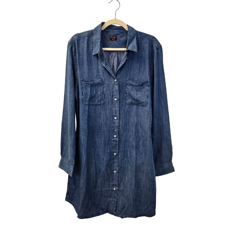 Price Cut NWT UNTICKit Maraska Long Sleeve Chambray Shirt Dress Size 18
