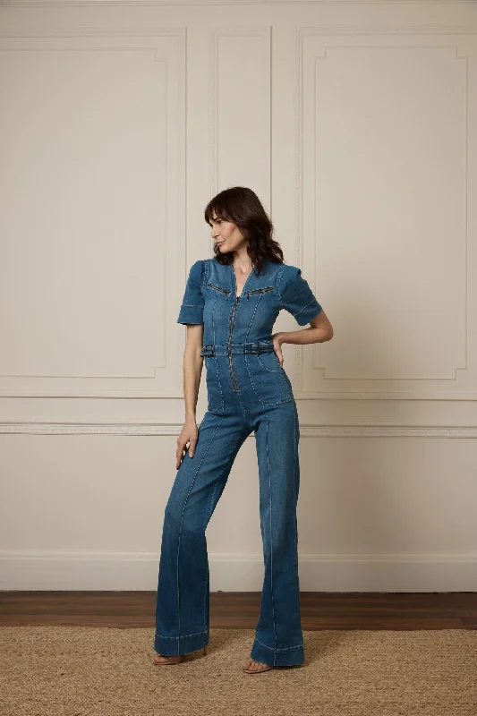 Take Advantage Opal The Softly Curved Jumpsuit - Fawcett Blue