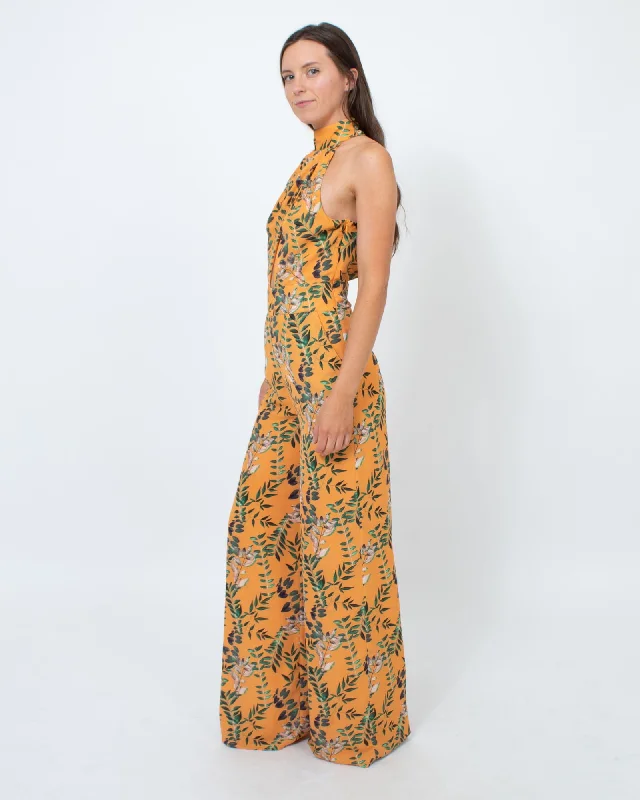 Price Drop Orange Floral Jumpsuit