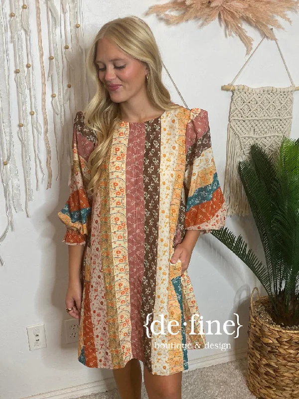 Flash Deals Patchwork Fall Straight Dress with Pocket