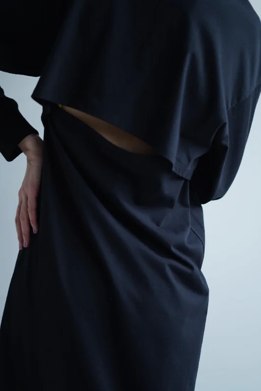 Price Reduction pelleq<br>back open long sleeve dress T<br>DESERT/BLACK