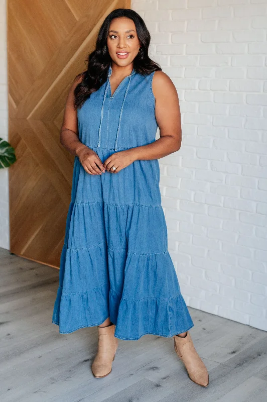 Limited Stock Perfect Choice Denim Maxi Dress