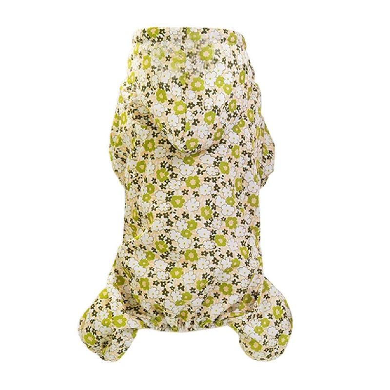 Buy Now Max Pet Dog Raincoat Outdoor Rainy Day Wear 4 Legs Rain Jumpsuit Yellow L