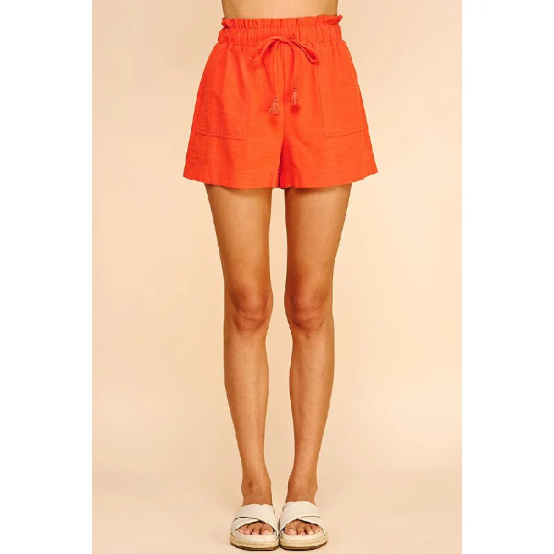 Super Sale Pinch - High Waist Woven Shorts - Coral
