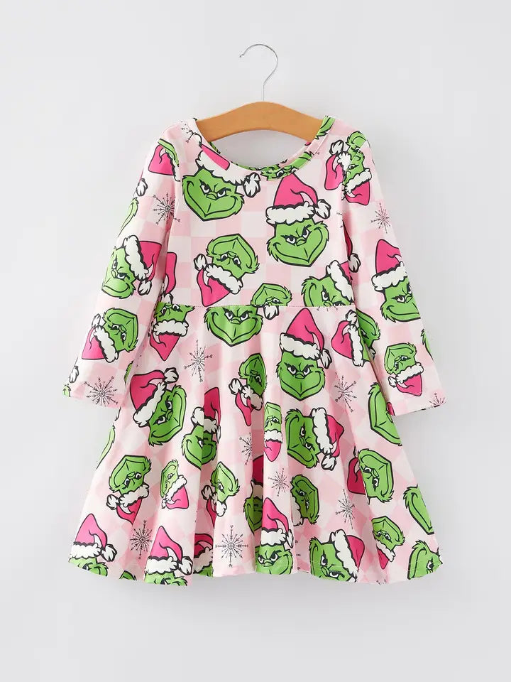Crazy Deals Pink Grinch Christmas Twirl Dress