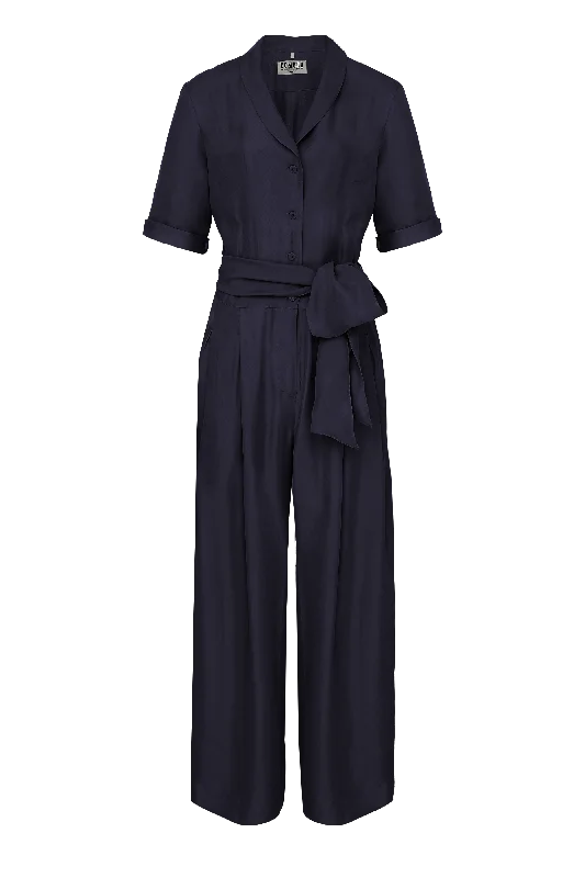 Daily Deals Planet Rayon Jumpsuit Navy Blue