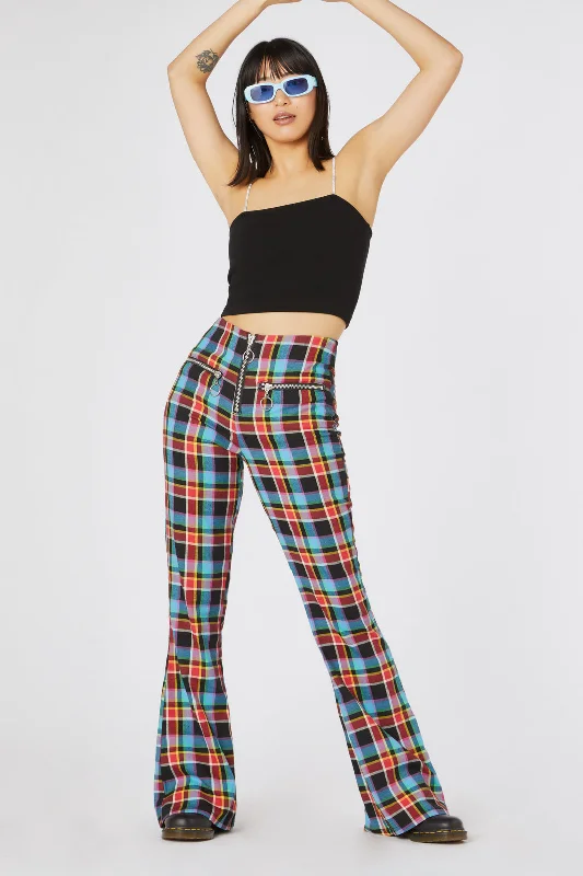 Bargain Prices Rainbow Tartan Flare Pant