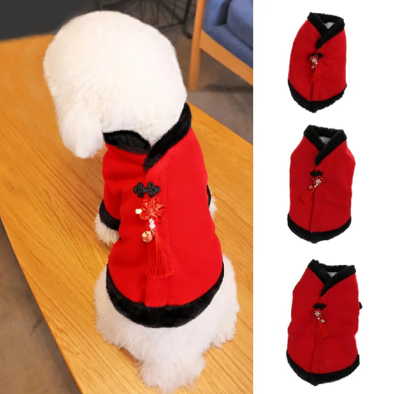 Take Advantage Maxbell Red Chinese Style New Year Festive Dog Tang Suit Two Legged Jumpsuit M Take Advantage Maxbell Red Chinese Style New Year Festive Dog Tang Suit Two Legged Jumpsuit M