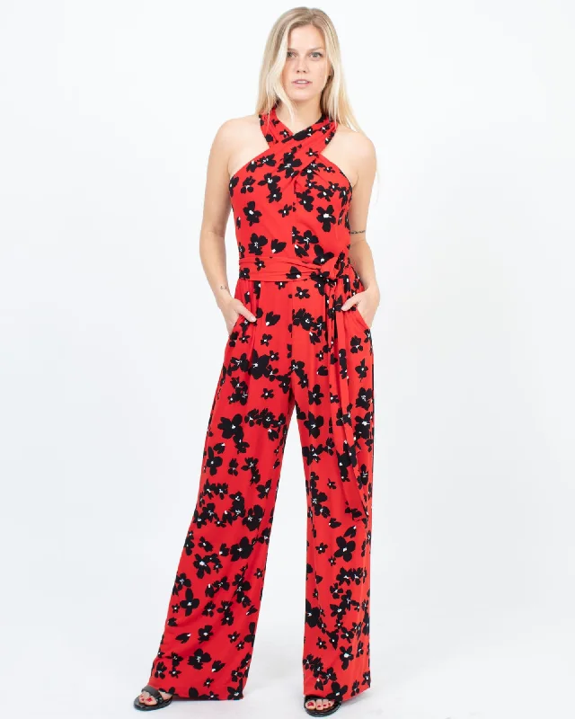 Extra Discounts Red Floral Jumpsuit