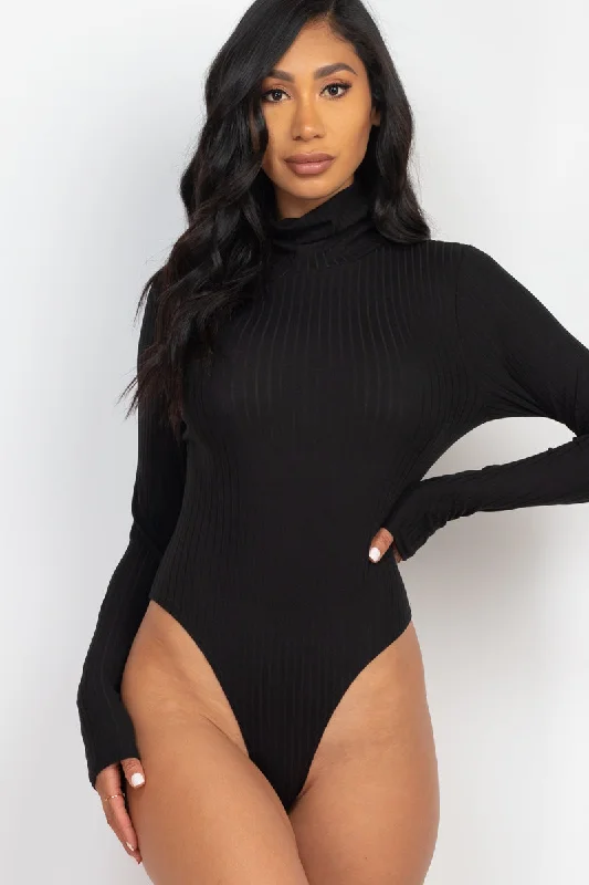 Price Rollback Long Sleeve Ribbed Turtle Neck Bodysuit