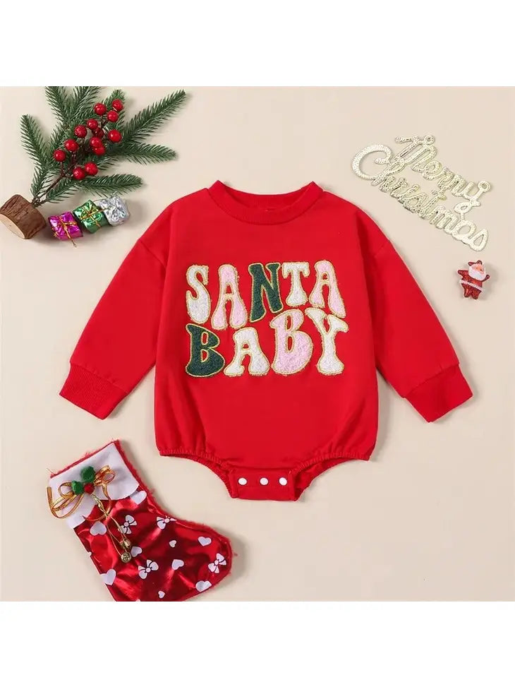 Exclusive Savings Santa Baby Romper- RED
