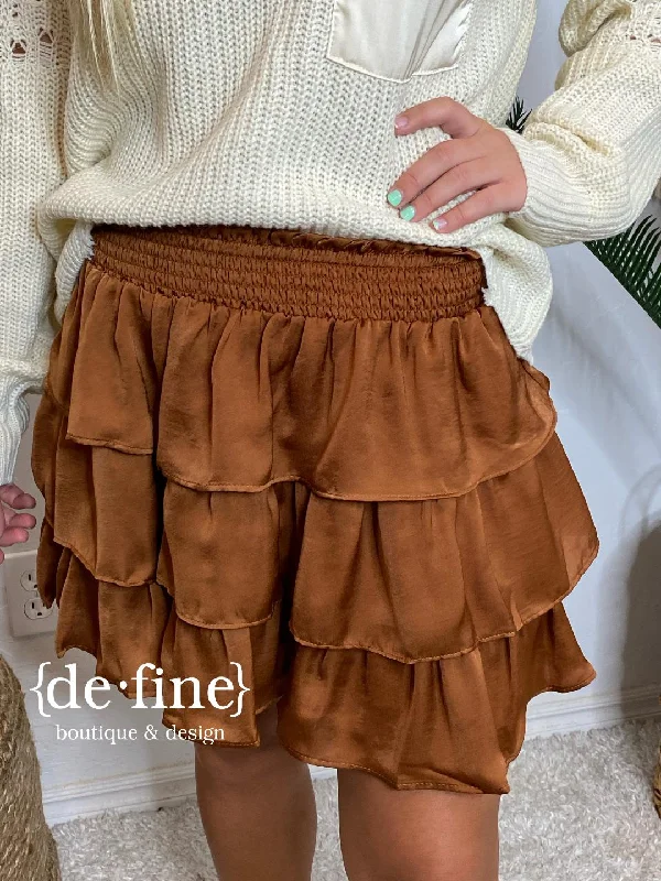 Price Reduction Rust Layered Satin Skirt