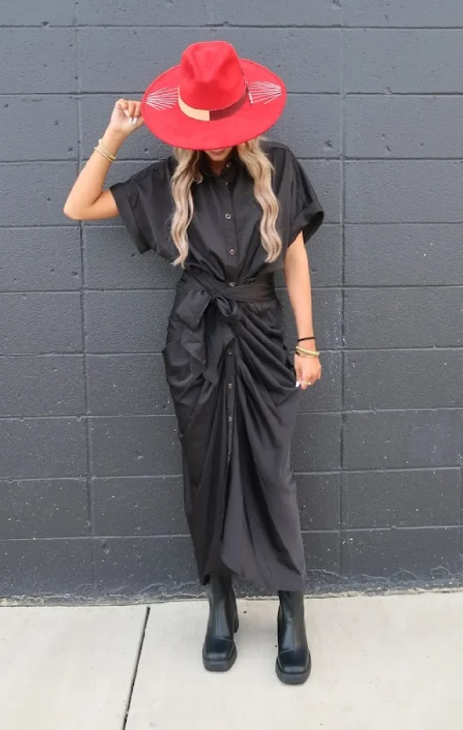 Don't Miss Satin Tie Midi Dress