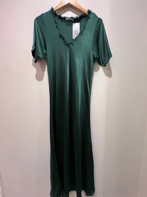 Closeout Sale 830301 Silk Bias Cut Dress - Emerald
