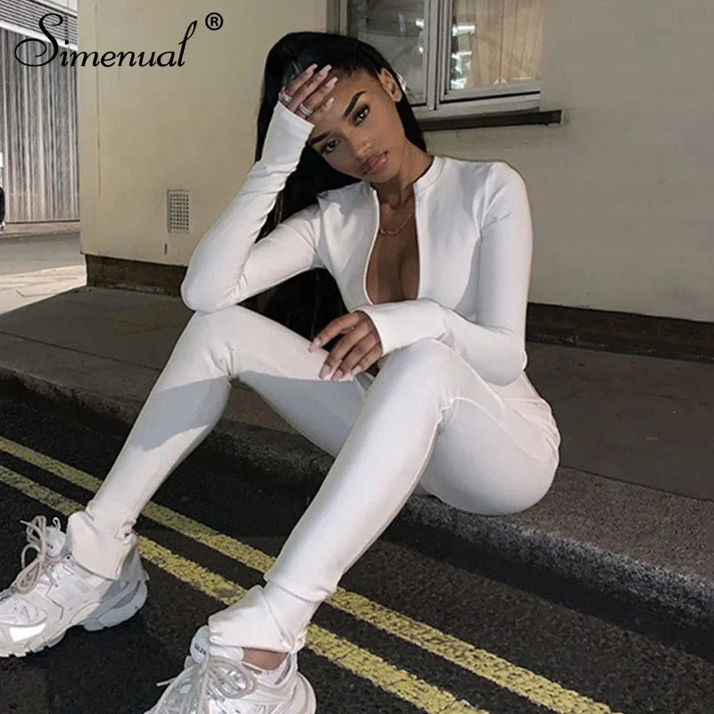 Online Exclusive Simenual Casual Fitness Sporty Rompers Womens Jumpsuits