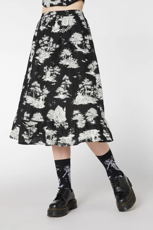 Markdowns Skelly Toile Frill Midi Skirt
