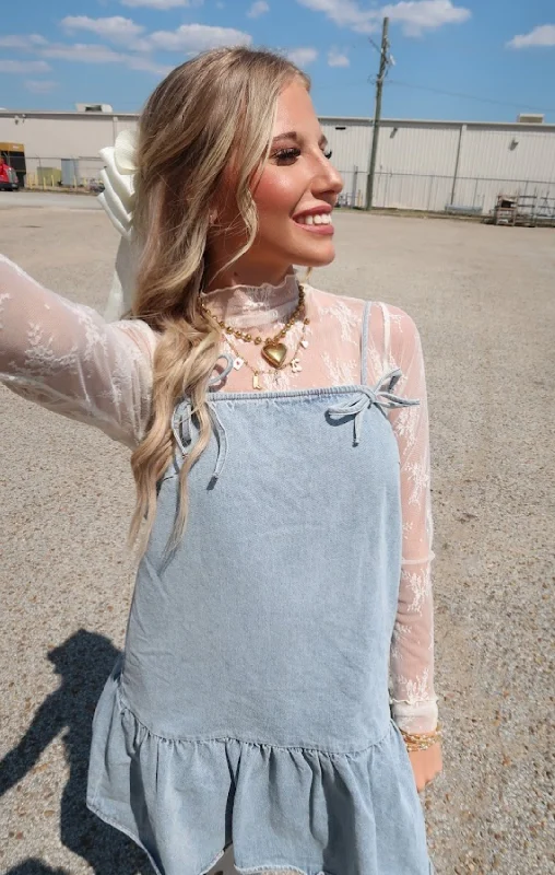 Discount Deals Sleeveless Tiered Denim Dress