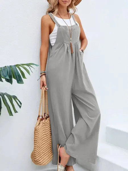 Discount Deals Solid Color Casual Overalls  HWFQHAQ3C4