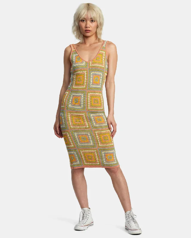 Special Savings Squared Crochet Dress - Guava