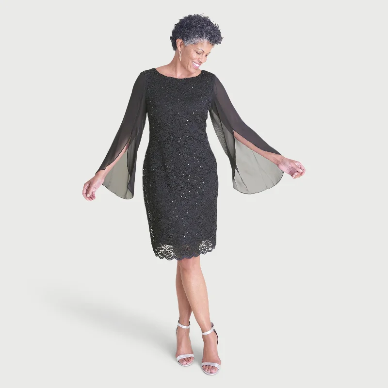 Limited Stock Stevie Black Sequin Lace Dress