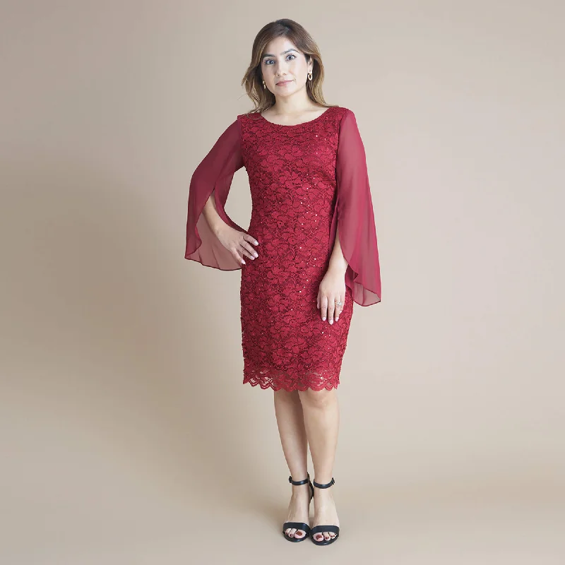 Year-End Clearance Stevie Scarlet Red Sequin Lace Dress