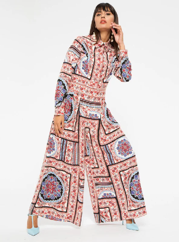 Weekend Deal Shirt Collar Jumpsuit with Pockets