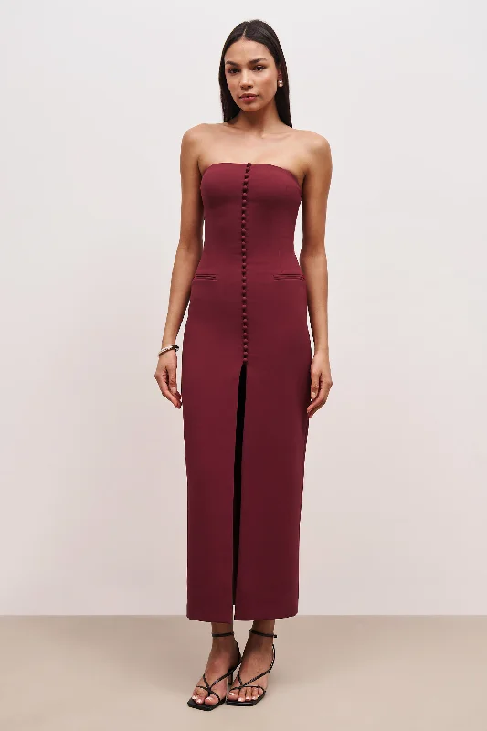 Today’s Deal Strapless Peplum Maxi Dress - Burgundy