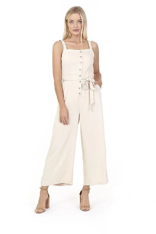 Discount Extravaganza STRAPPY BUTTON UP WIDE LEG JUMPSUIT