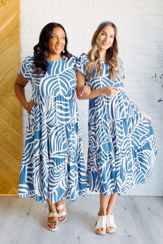 Seasonal Sale Surf Watch Tiered Midi Dress
