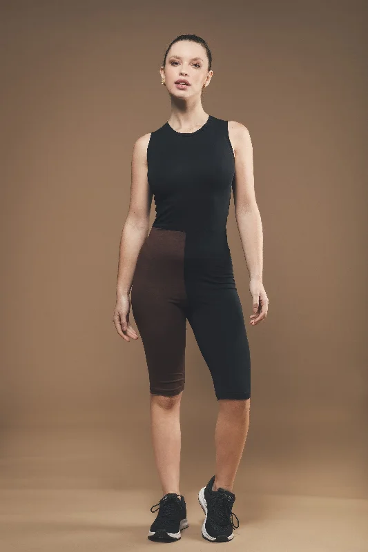 Must-Have Deals Cycling Short Jumpsuit in Black and Brown