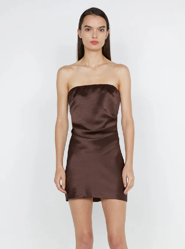 Steals and Deals Symone Strapless Mini Dress in Chocolate