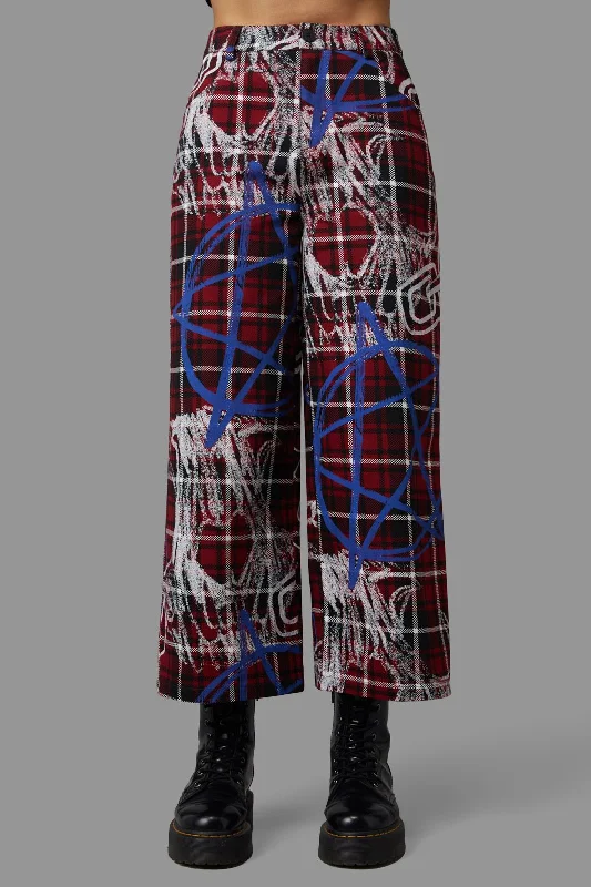 Lowest Price Tag Tartan Wide Leg Pants