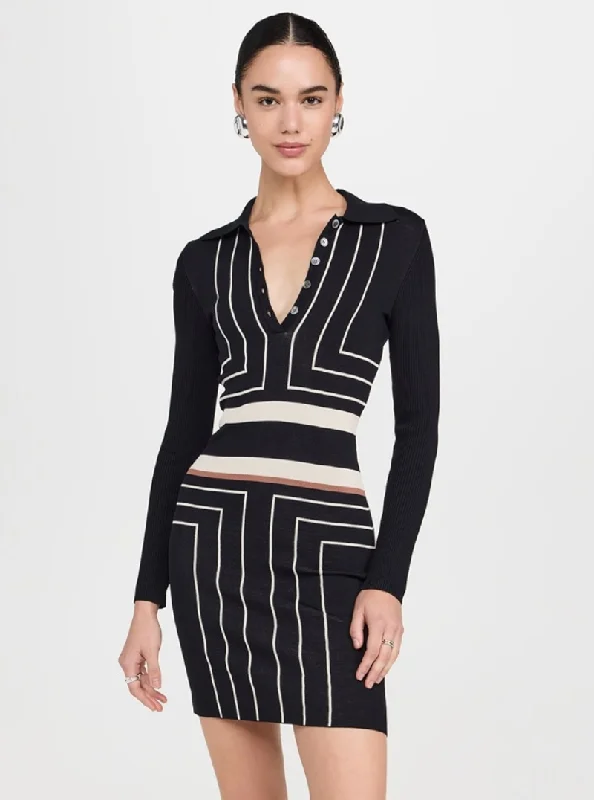 Super Deal The Debra Dress in Black Boarder