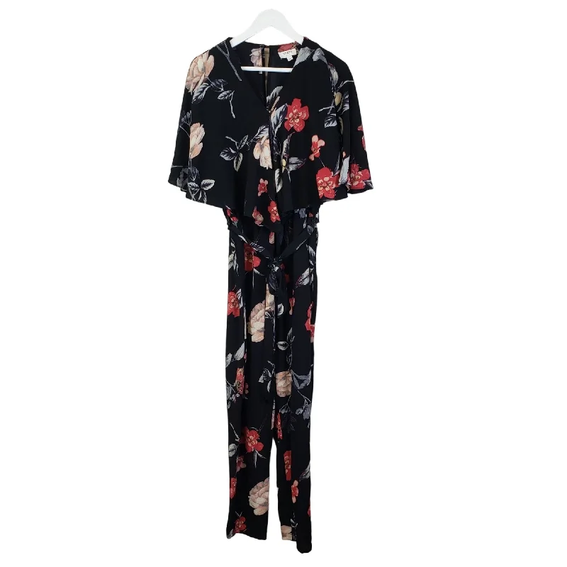 Special Price Umgee Floral Gauzy Cape Sleeve Jumpsuit Size Large