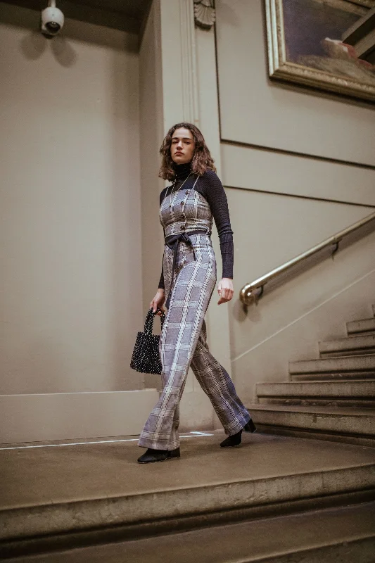 Time-Limited Offer Checked Jumpsuit With Tie Waist Belt