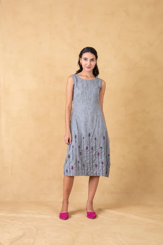 New Deals Grey Embroidered Dress