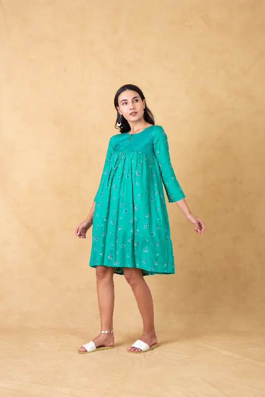 Final Clearance Mint Stripe and Floral Printed Dress