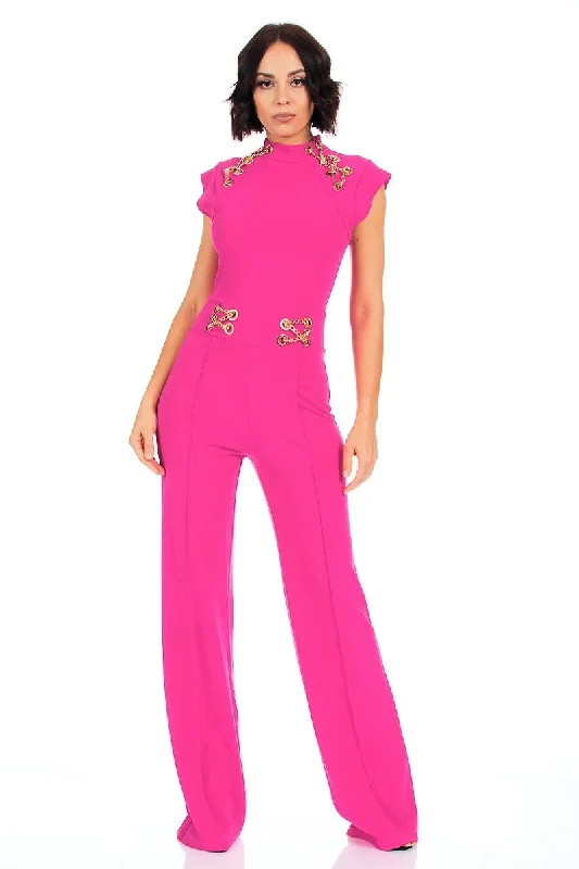 Huge Discounts Eyelet With Chain Deatiled Fashion Jumpsuit