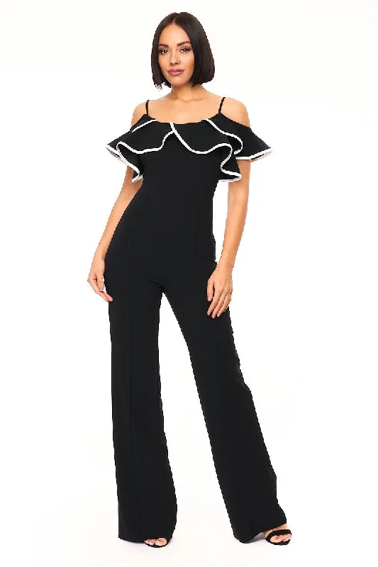 Closeout Sale Color Block Binding Detailed Fashion Jumpsuit