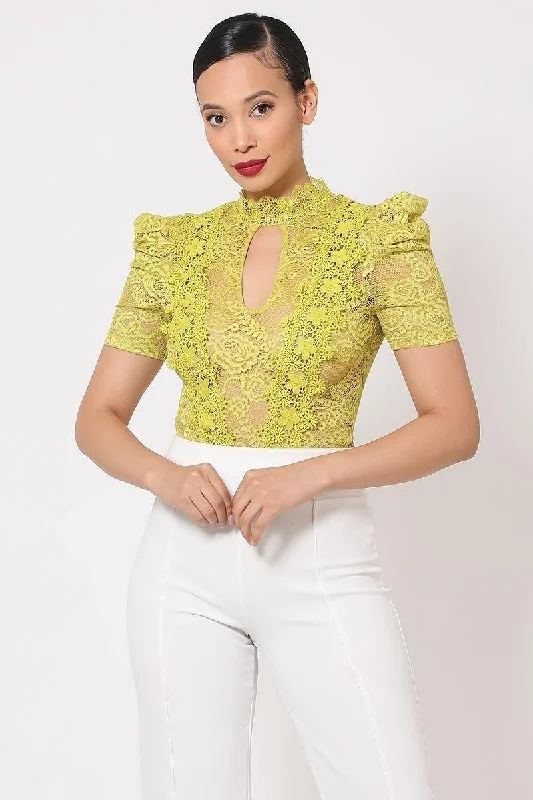 Bonus Savings Lace Bodysuit W/front Key Hole Opening Details