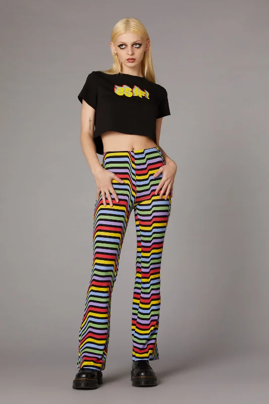 Discount Extravaganza Warped Print Flare Pant