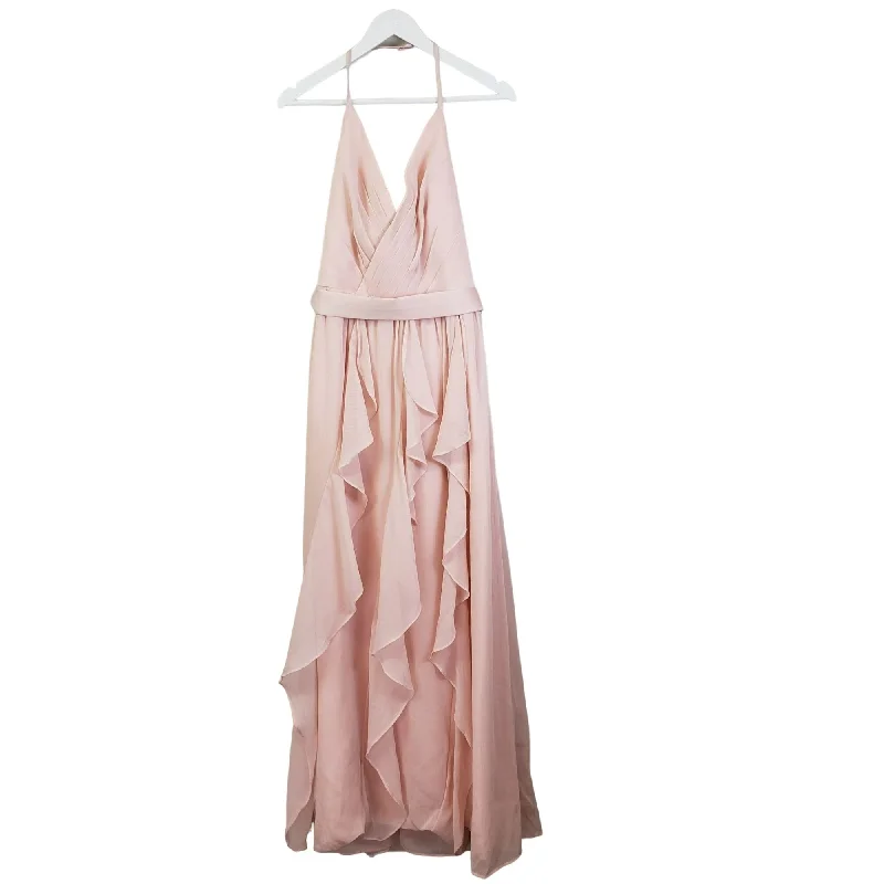 Discount Extravaganza White by Vera Wang Tiered Chiffon Halter Style Maxi Gown Size 4