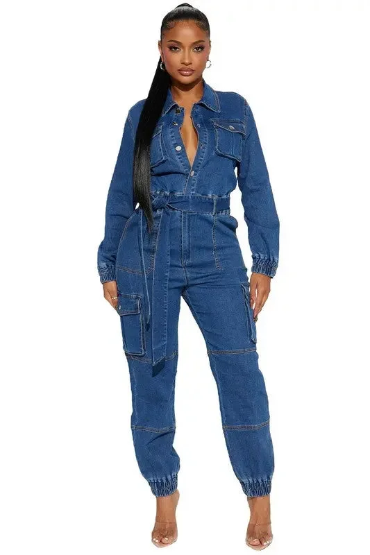 Huge Discounts WOMEN DENIM JUMPSUIT
