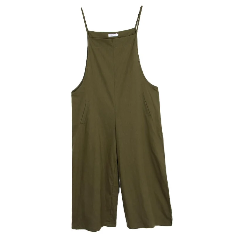Grand Opening Sale Maxbell Women's Loose Linen Suspender Trousers Wide Leg Overalls Jumpsuit Romper 2XL Green Grand Opening Sale Maxbell Women's Loose Linen Suspender Trousers Wide Leg Overalls Jumpsuit Romper 2XL Green